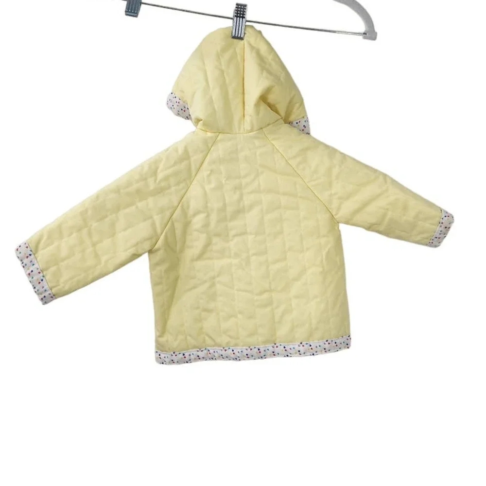 Vintage 70's Baby Girl Yellow Full Zip Cat Embroidered Sweater‎ Jacket 12 Months
